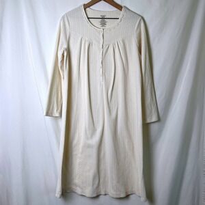 Simply Basic Womens Cable Knit Lace Trim Traditional Nightgown Size L Tusk Cream